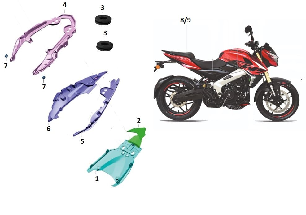 BAJAJ PULSAR NS 400 SELE ALTI PANEL BAĞLANTI BURCU LASTİĞİ